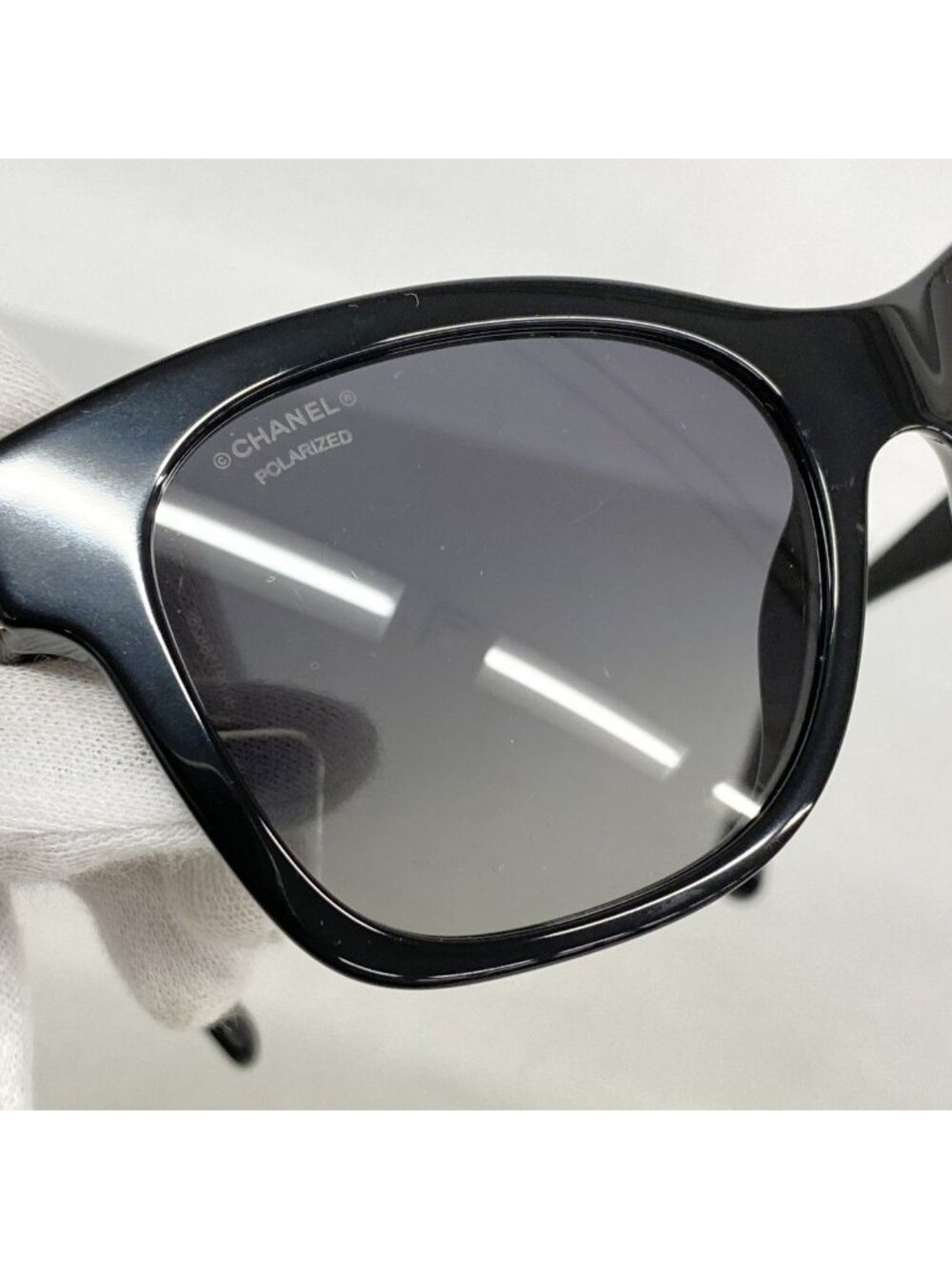 Chanel Sunglasses Acetate Black Champagne Gold Eyewear - Picture 6 of 8